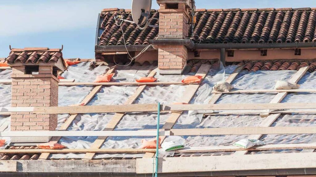 A tile roof after it was removed