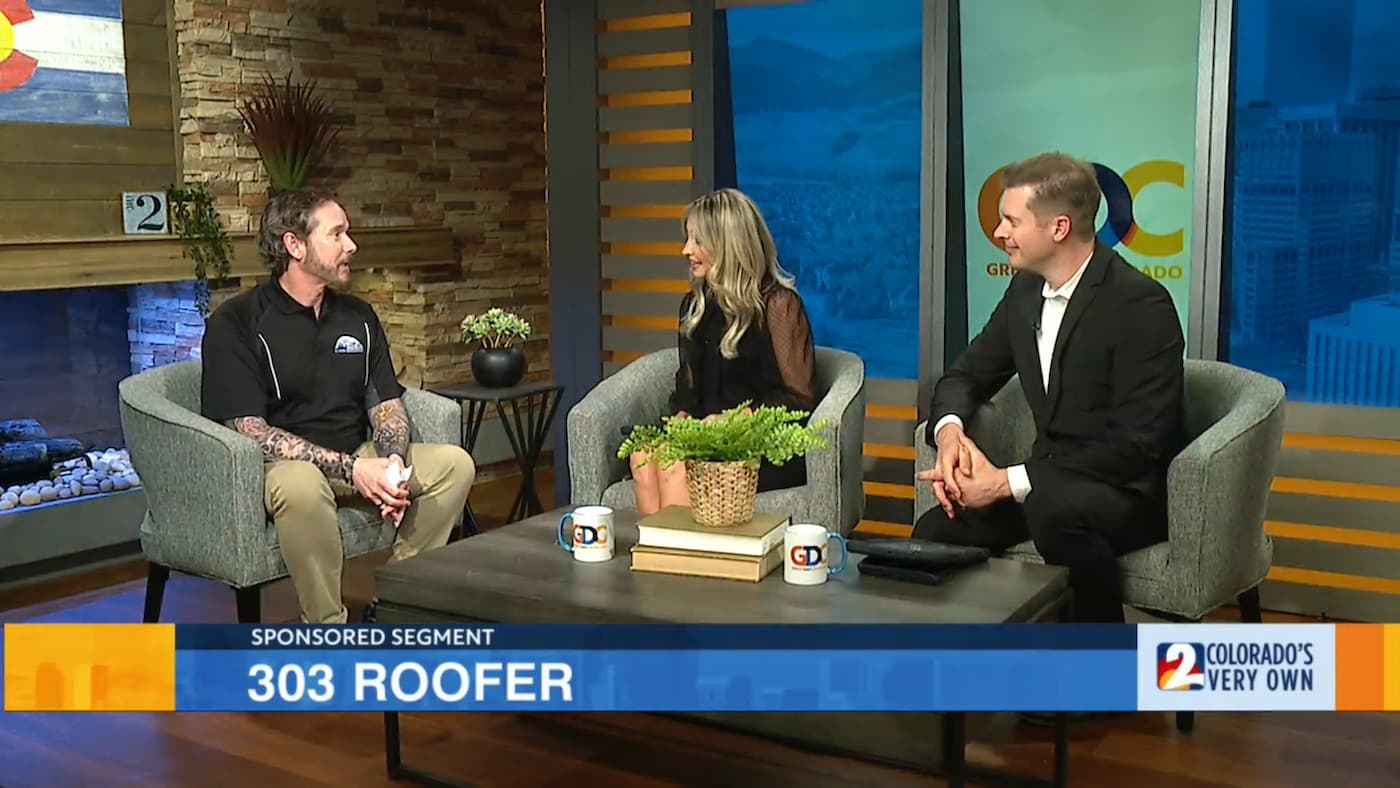 Chris Kane of 3O3 roofer and the hosts of Good Day Colorado