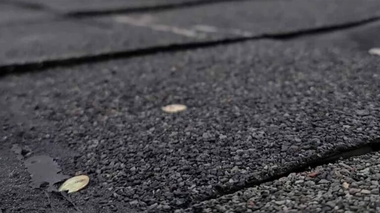 Nail heads on row of shingles as it's being reroofed