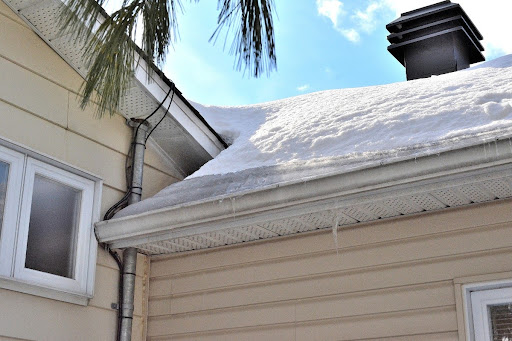 Ice and snow on a residential roof