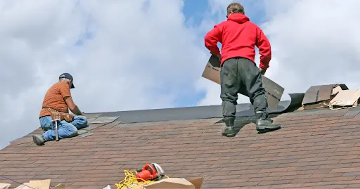 asphalt shingle roof being installed