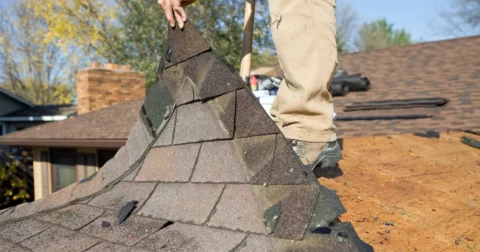 tearing off an old roof