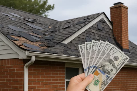 Insurance money and a damaged roof